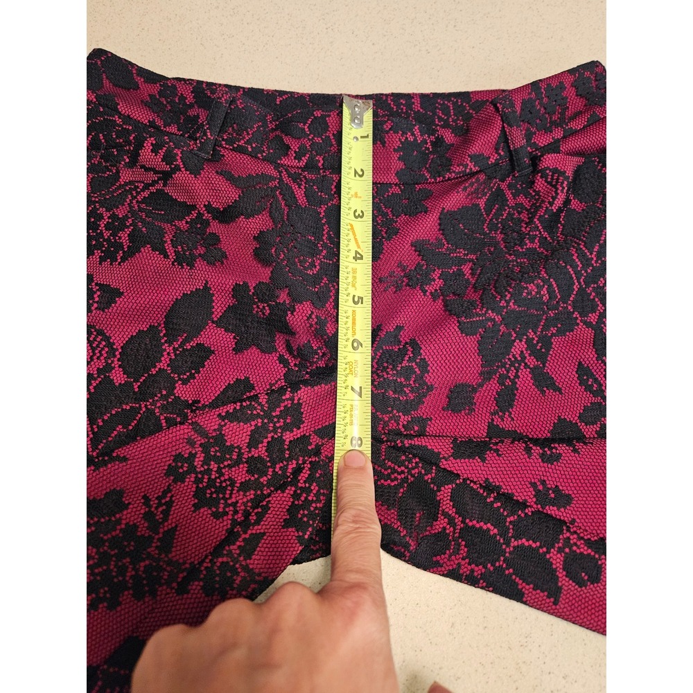White House Black Market Pink Black Floral Lace Ankle Pants 00 Magenta Gothic - Picture 8 of 11